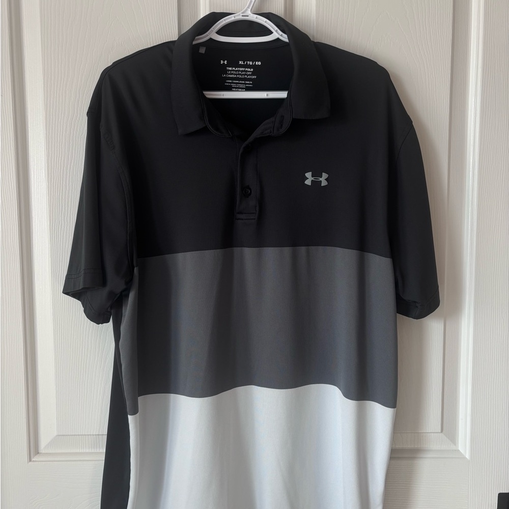 Under Armour Men's Black, Gray, and White Polo Shirt